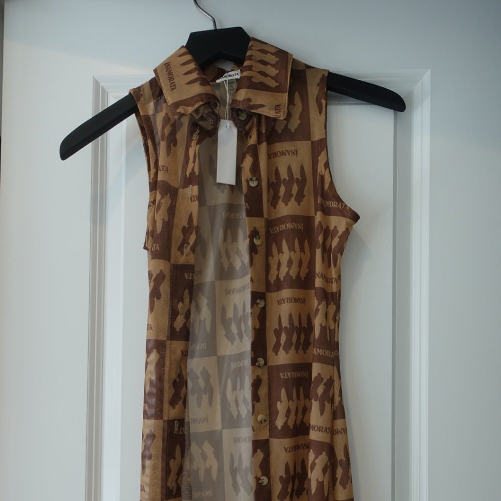 iNAMORATA - Roxbury Dress - Brown Check - Size: Small
